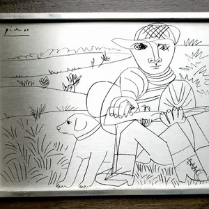 安心の本物保証。PABLOPICASSO作「狩人」ピカソ、純銀製、相続人承諾書、 安心の本物保証。PABLOPICASSO作「狩人」ピカソ、純銀製、相続人承諾書
