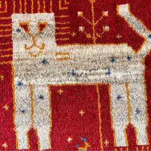 ペルシャ絨毯 ヤラメ産 本物 手織り玄関マットサイズ80Xcm - メルカリ