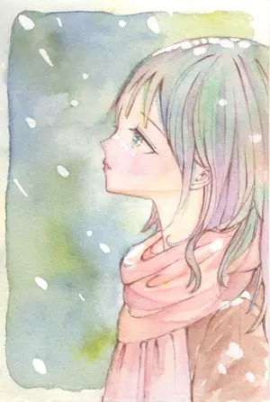水彩画 アナログイラスト 手描き オリジナル 雪空 - メルカリ