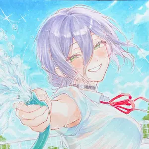 チェンソーマン レゼ 浴衣 ファンアート アナログ 小色紙 手描き