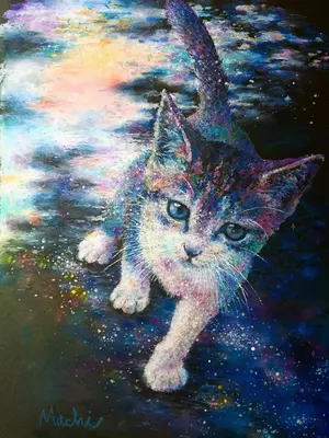 ベンガル猫 原画 絵画 猫アート キャンバス F4 インテリア