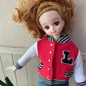 リカちゃん 洋服 Licca♡イニシャル スタジャン grey ハンドメイド
