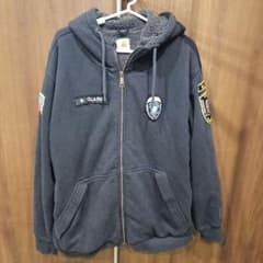 Carhartt 裏ボア ジップパーカー XL フェード ブラック ワッペン刺繍