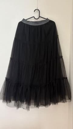 【CocoDeco】黒いチュールロングスカートのサムネイル