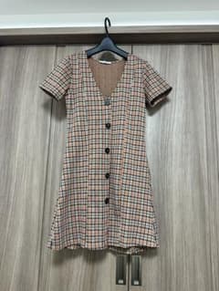 ZARA チェック柄 ミニワンピース 半袖のサムネイル