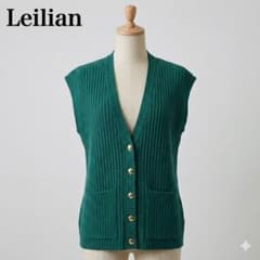 렐리안 13+ XL 골드 버튼 리브 니트 베스트 그린 큰 사이즈