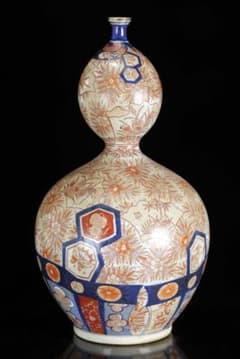 古伊万里 瓢箪形大花瓶 吉祥文 赤絵金彩 染錦 飾壺 大徳利50㎝ 古美術