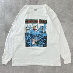 グリーンディ ロック バンド tシャツ ロンT 古着 白 L トレーナー tee 