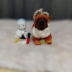 置物 小坊主と犬の装飾人形セットのサムネイル