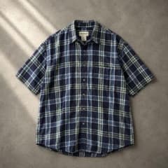 00s eddie bauer 半袖チェックシャツ ネイビー L アメカジ 古着 - メルカリ