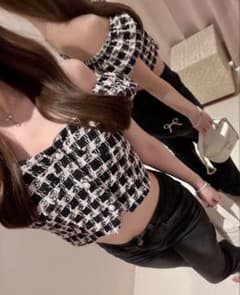 tweed crop tops pommedamour 【美品】のサムネイル