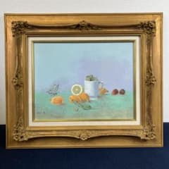 油彩　石井敏「枇杷　F6」 油彩 石井敏「枇杷 F6」 - メルカリ