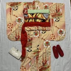 七五三　7歳　ハーフ成人式　着物　正絹　アイボリー　アンティーク 七五三 7歳 ハーフ成人式 着物 正絹 アイボリー アンティーク - メルカリ