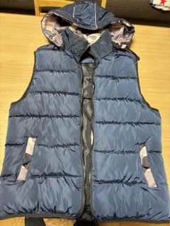 FASHION 中綿ベスト ネイビー XXL フード付き