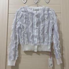 FURFUR フリル ストライプ カーディガン ラベンダーのサムネイル