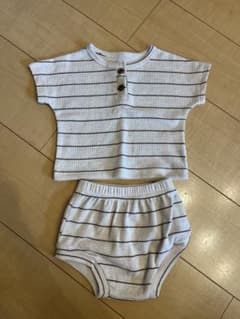 リブ編み ボタン付きTシャツとショーツセットのサムネイル