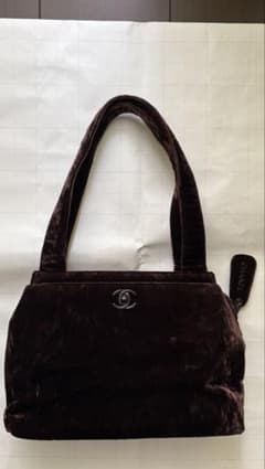 鑑定可】CHANEL シャネル ベルベット ココマーク ショルダーバック 