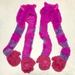 【美品】チェシャ猫　フード付きマフラー　マフラーキャップ　ペア　セット 美品】チェシャ猫 フード付きマフラー マフラーキャップ ペア セット