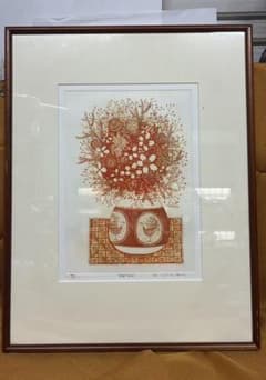 銅版画　牛久健治　花瓶の花 額装品 限定版画84/200 K64 銅版画 牛久健治 花瓶の花 額装品 限定版画84/200 K64 - メルカリ