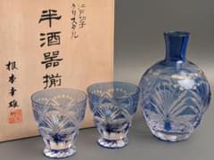 新品未使用 カガミクリスタル 根本幸雄 半酒器揃 江戸切子 徳利