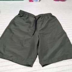 オリーブ色ショートパンツ ウエストゴム！メンズ！Lサイズ！