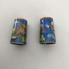 中国の工芸品 七宝焼 指ぬき 2個セット 菊・蝶モチーフのサムネイル