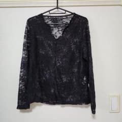 【最終値下げ】SHEIN 黒のレース長袖トップス 日本サイズLのサムネイル