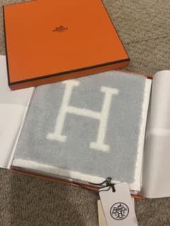 値下】エルメス タオルハンカチ アヴァロン Hロゴ ブルー 未使用