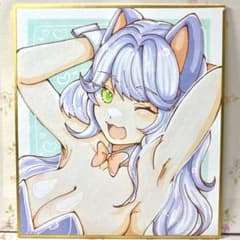 16【原画】手描きイラスト 猫耳バニーガール 一点物 色紙 - メルカリ