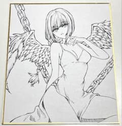 ファンアート 手描きイラスト マキマさん アナログイラスト 色紙 ペン