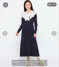 MISCH MASCHリボン付きニットネイビーワンピース ホビ垢 ガーリーのサムネイル