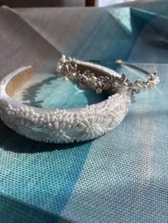✨結婚式✨　ビーズカチューシャ＆パールカチューシャ　2点セット　ウエディング