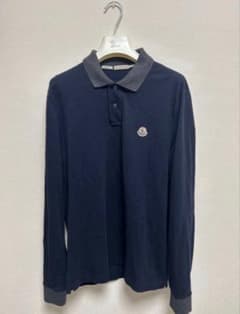 美品 MONCLER ネイビー スリムフィット ポロシャツ L - メルカリ