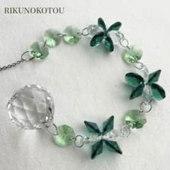 おばこ丸様 2点お纏めページ✩.*˚サンキャッチャー サンキャッチャー【126-2】30㍉ グリーン系×シルバー シンプル