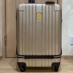 【超美品】ムーミン キャリーケース シャンパンゴールド フロントオープン 超美品】ムーミン キャリーケース シャンパンゴールド フロント
