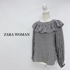 ZARA WOMAN ザラウーマン ギンガムチェック  フリルブラウスぽわん袖のサムネイル