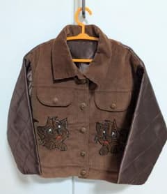 猫刺繍ブラウンコーデュロイとキルトサテンのブルゾン100のサムネイル