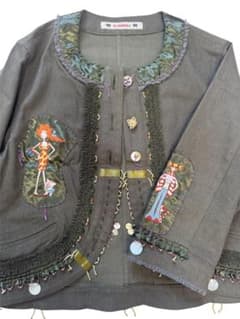 OLLEBOREBLA アルベロベロ ノーカラージャケット ぶたさん ビーズ