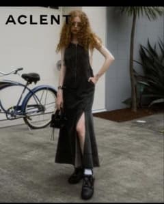 ACLENT ダークグレー デニムワンピースのサムネイル
