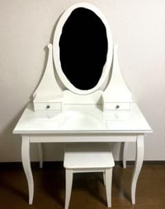 ヘムネス HEMNES ドレッサー ミラー付き ホワイト 椅子セット IKEA