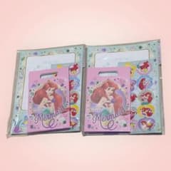 신품 리틀 머메이드 아리엘 씰 첨부 미니 접이 세트 레터 세트