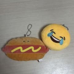 ぬいぐるみマスコット キーホルダー 2点セット 絵文字 ホットドッグのサムネイル