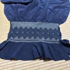 兵児帯 紺色 スモッキング刺繍のサムネイル