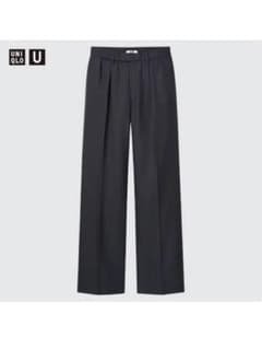 UNIQLO U ユニクロ ウールブレンドタックパンツ　黒のサムネイル