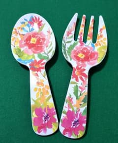 花柄 サラダサーバー スプーン フォーク セットのサムネイル