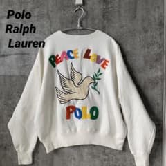 激レア】ポロラルフローレン トレーナー スウェット PEACE LOVE ロゴ