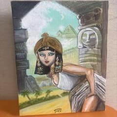 【美品】「ロッキンクレオパトラ」エジプト 油彩アート作品 m10169220363_1.jpg?1744352059