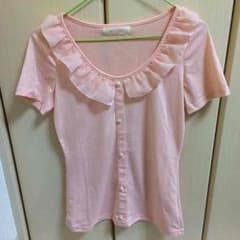 夢展望 襟フリルカットソー リリーブラウン系のサムネイル