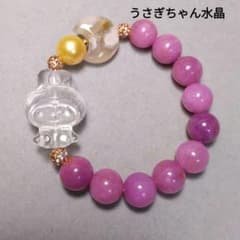 希少レア】天然石 うさぎちゃん水晶 桜瑪瑙三日月 パール 翡翠ジェイド 