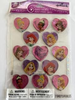 Disney Princess ハート型エポキシステッカー 12個のサムネイル